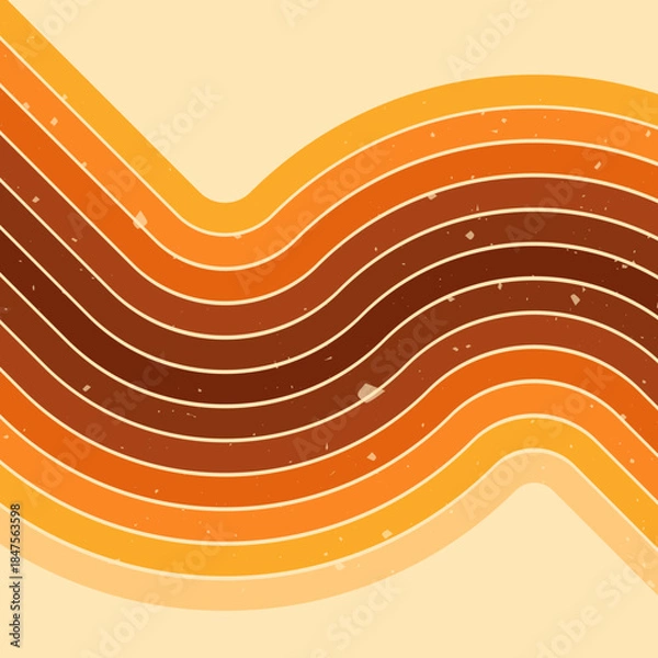 Obraz Retro groovy square background with a yellow stripe rainbow.