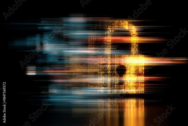 Fototapeta Digital padlock protecting data with secure encryption