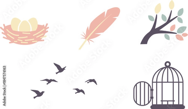 Obraz Illustrations of bird elements