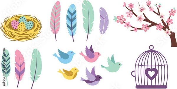 Obraz Colorful bird-themed illustration