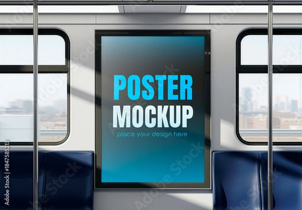 Fototapeta Poster Mockup Inside Subway Train