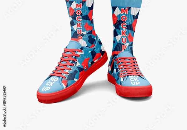 Fototapeta Sneakers With Socks Mockup