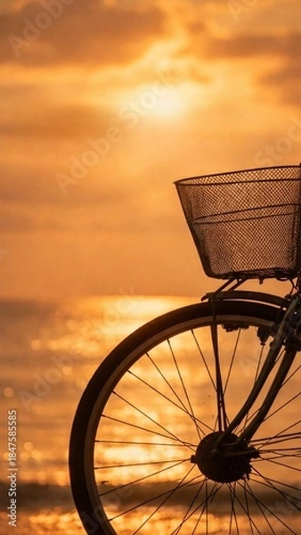 Obraz Bicycle Basket at Sunset