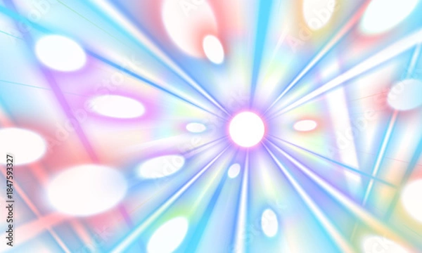 Obraz 七色のビームと光の玉のイラスト　背景透過