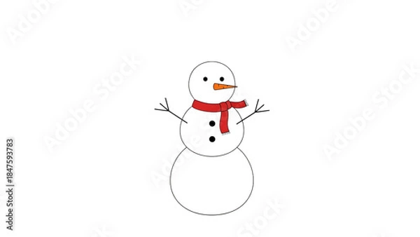Obraz Simple snowman illustration with red scarf