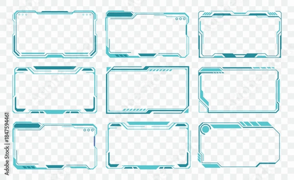 Fototapeta Futuristic HUD and UI Frames Collection for Digital Displays – High-Tech Interface Elements