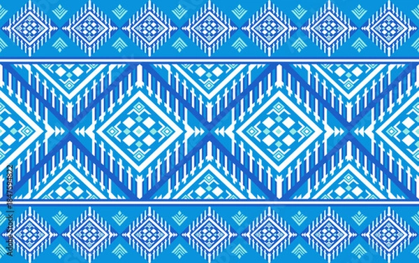 Obraz Vibrant Blue Ikat Diamond Geometric Seamless Pattern