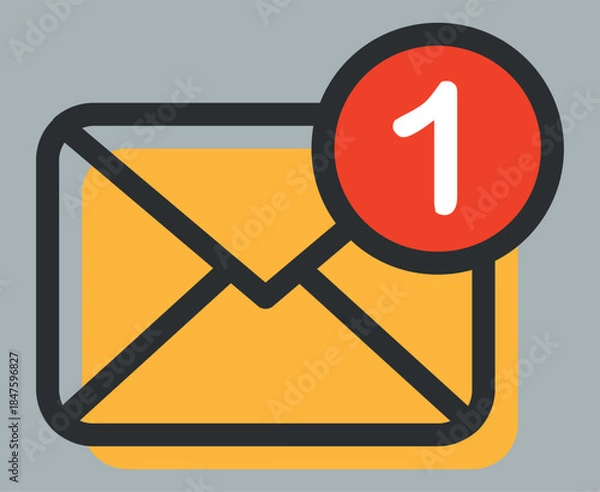Fototapeta Unread Email Notification Icon – Minimal Vector UI Symbol