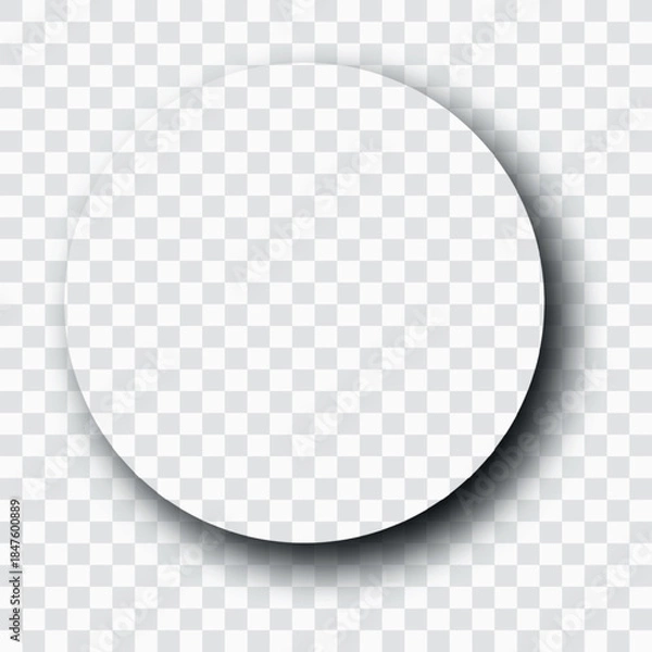 Fototapeta White Circle with Soft Drop Shadow on Transparent Background – Minimal Design Element