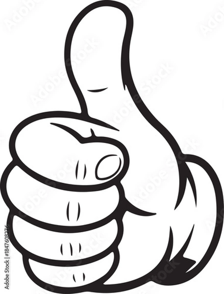 Obraz Thumbs Up Line Icon – Approval, Like and Positive Feedback Symbol.