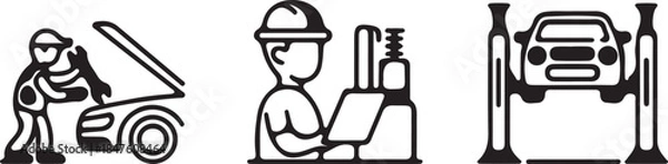 Obraz Industrial Worker Line Icon – Manufacturing, Engineering & Production.