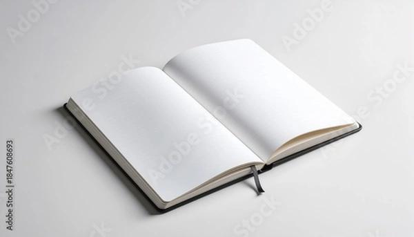 Fototapeta Open Blank Notebook Mockup with Angled Pages
