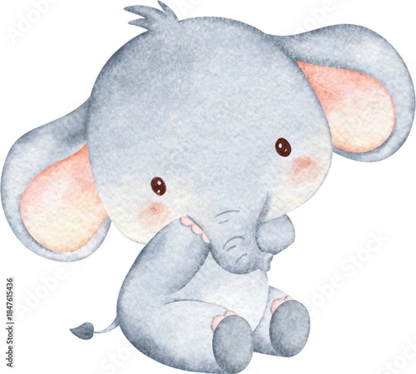 Obraz Watercolor Cute Baby Elephant