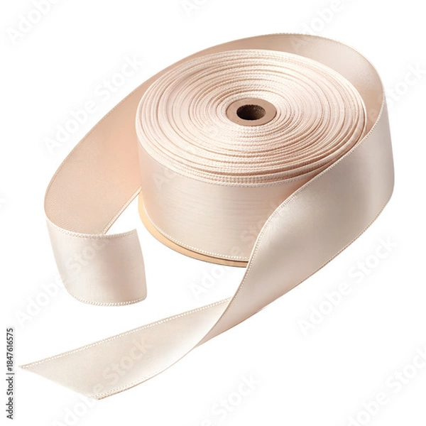Fototapeta Silk Ribbon Roll Isolated on Transparent Background PNG