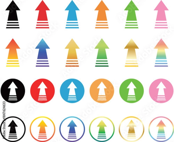 Fototapeta 上に伸びる破線の矢印	アイコン　セット
