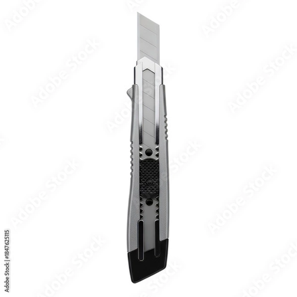 Obraz Utility knife with retractable blade on white background  