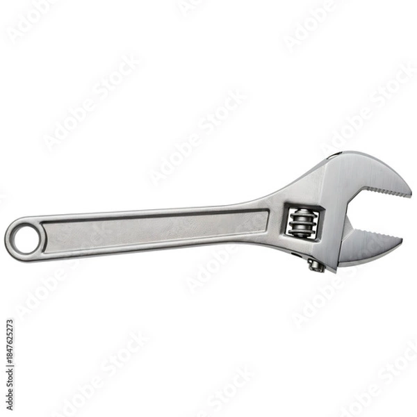 Obraz Adjustable wrench on white background for repair tools use  