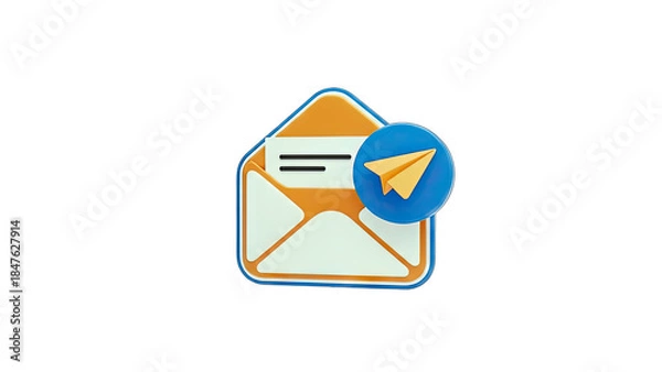 Fototapeta 3D Email Envelope Sending Message Concept
