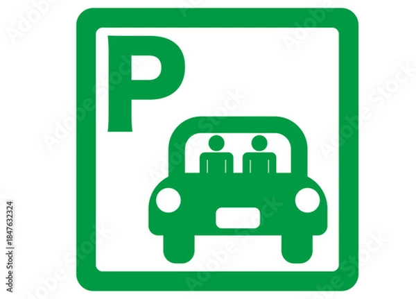 Obraz シンプルな駐車マークのアイコン・ピクトグラム1　緑