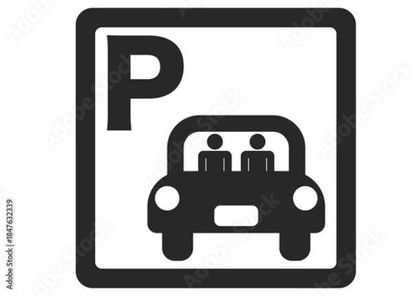 Obraz シンプルな駐車マークのアイコン・ピクトグラム2　黒