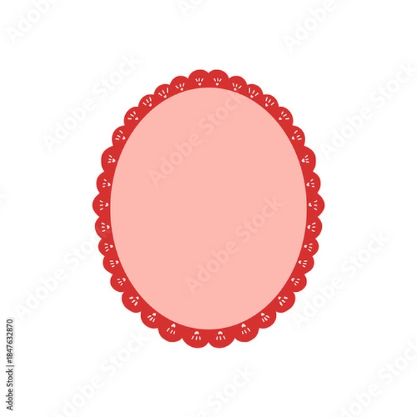 Obraz round frame with red ribbon