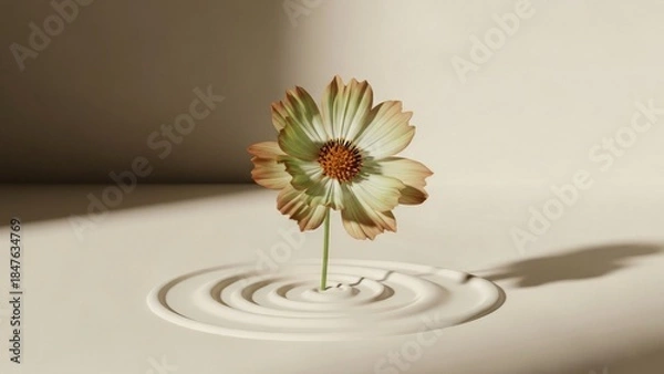 Obraz Flower Floating in Liquid Ripple