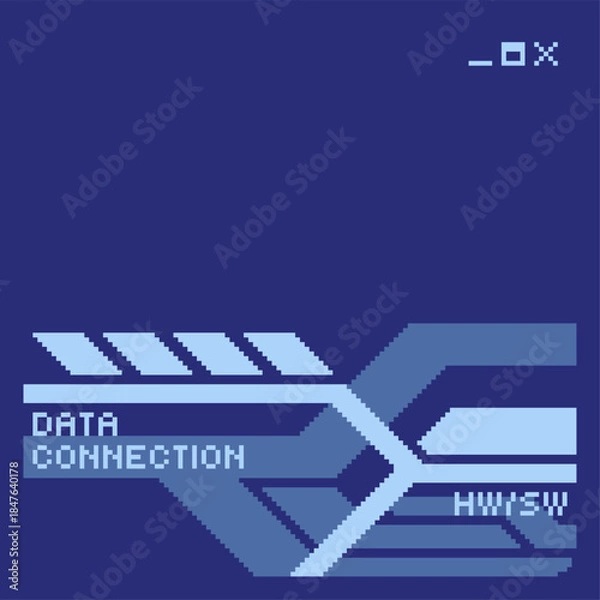 Obraz Minimal Blue High Technology Dialog Background, Pixel Art Style