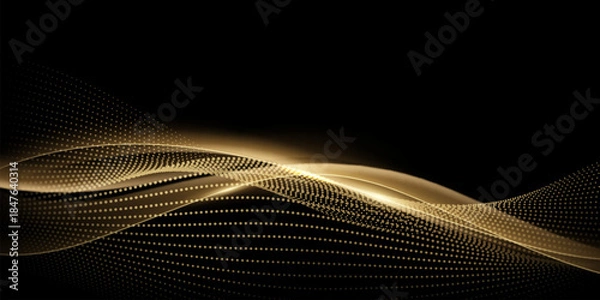 Obraz Abstract modern design black background with luxury golden elements vector illustration.