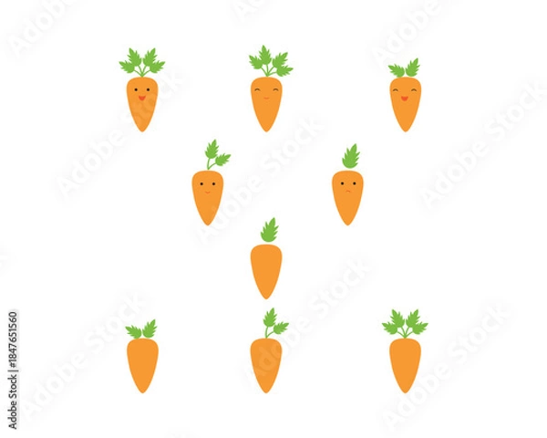 Obraz Vector carrots and carrots characters set