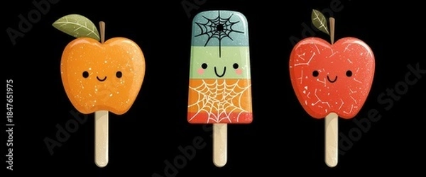 Obraz Cute Halloween Popsicles with Spiderwebs