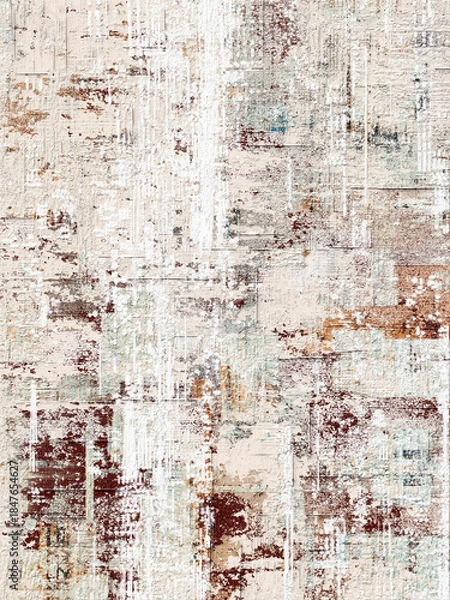 Fototapeta Dynamic abstract composition with horizontal movement and eroded, scratched details. Excellent for web headers, packaging, and commercial use in upholstery or flooring. Earthy tone design.
