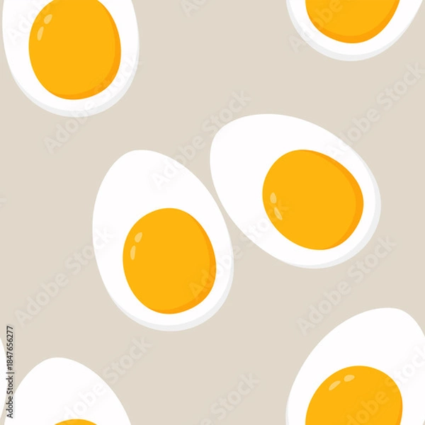 Fototapeta Seamless Boiled Egg Pattern Vector on Beige Background