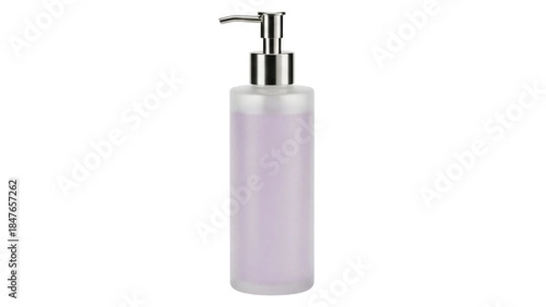 Obraz Elegant frosted glass soap dispenser isolated PNG, refillable container with pump for bathroom or kitchen on transparent background