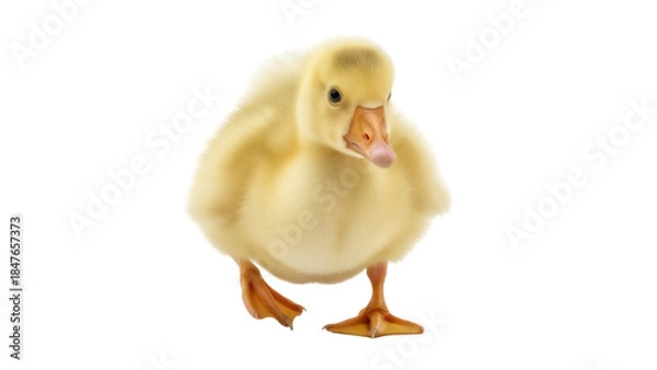 Obraz Adorable yellow duckling PNG isolated on transparent background, cute baby bird for springtime and Easter designs