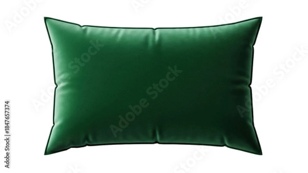 Obraz Rectangular emerald green pillow isolated on transparent background, soft cushion for sofa or bed PNG, home decor element