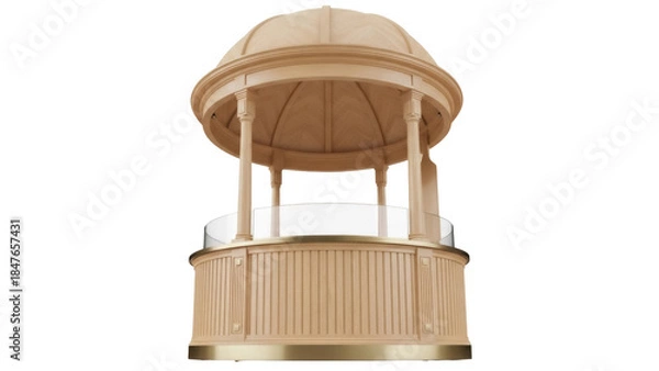 Obraz Elegant gazebo PNG isolated on transparent background, architectural structure with dome roof and columns for garden design and outdoor events