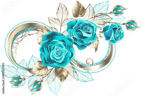 Obraz Symbol Infinity with turquoise roses
