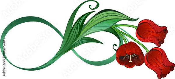 Obraz Infinity with red tulips