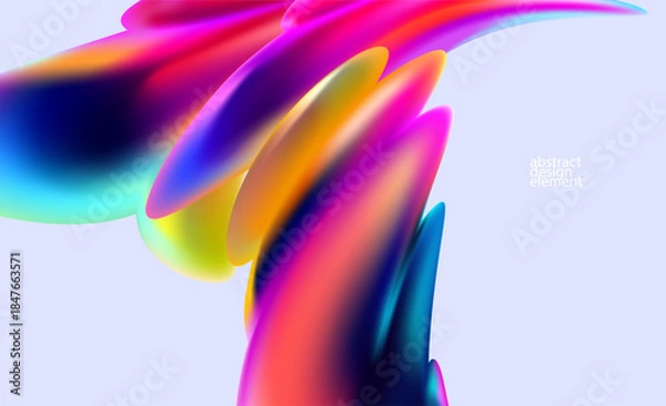 Fototapeta Abstract fluid background of  liquid bubbles and blobs. Colorful glass shape.