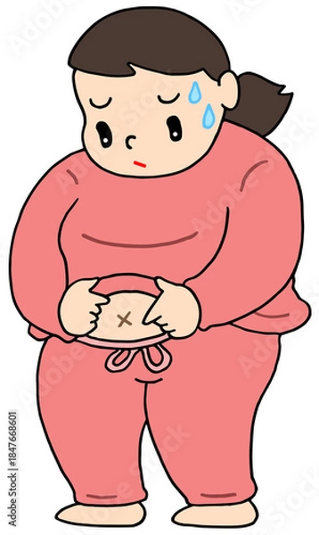 Obraz 疾患・疾病のイラスト - 腹部膨満・肥満・内臓下垂