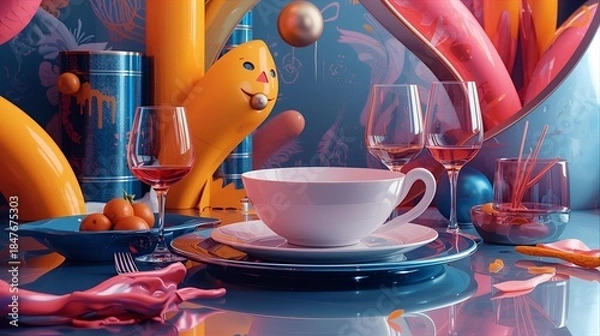 Obraz plates cup cake