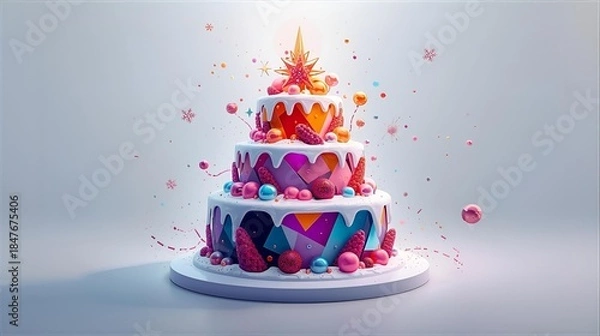 Obraz birthday cake with candles