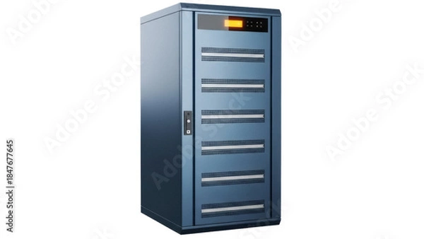 Obraz Isolated server equipment cabinet with dark gray finish, industrial data storage solution
