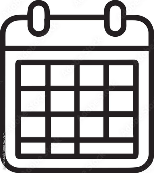 Fototapeta A minimalistic calendar icon, illustrating the concept of scheduling, deadlines, and time management.