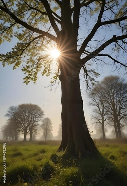 Obraz Beautiful Nature trees at sunset