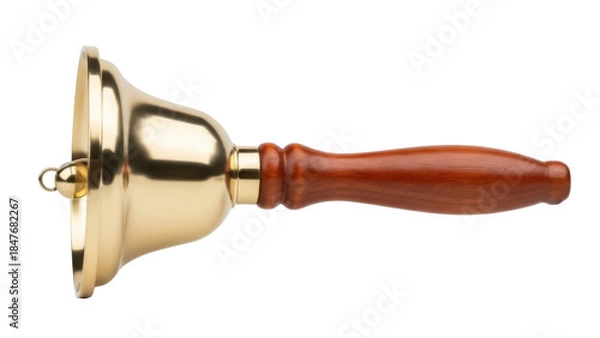 Obraz Isolated hand bell for ringing, school, celebration, notification, holiday or education
