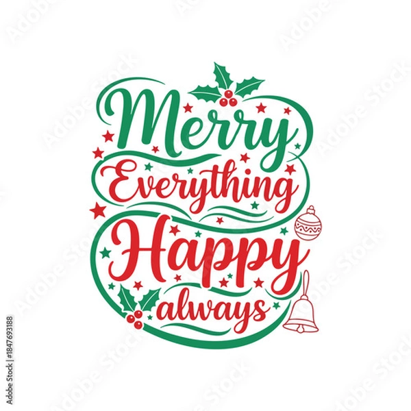 Obraz Circular Merry Everything Happy Always Christmas Emblem