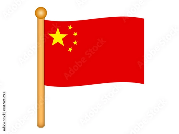 Fototapeta なびく中華人民共和国の国旗アイコンイラスト素材