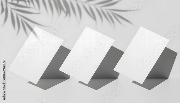 Obraz Three blank flyers casting shadows in natural light