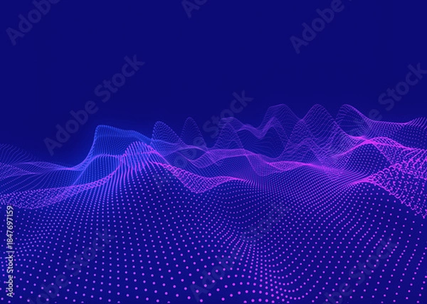 Obraz Digital wave surface connecting big data dots